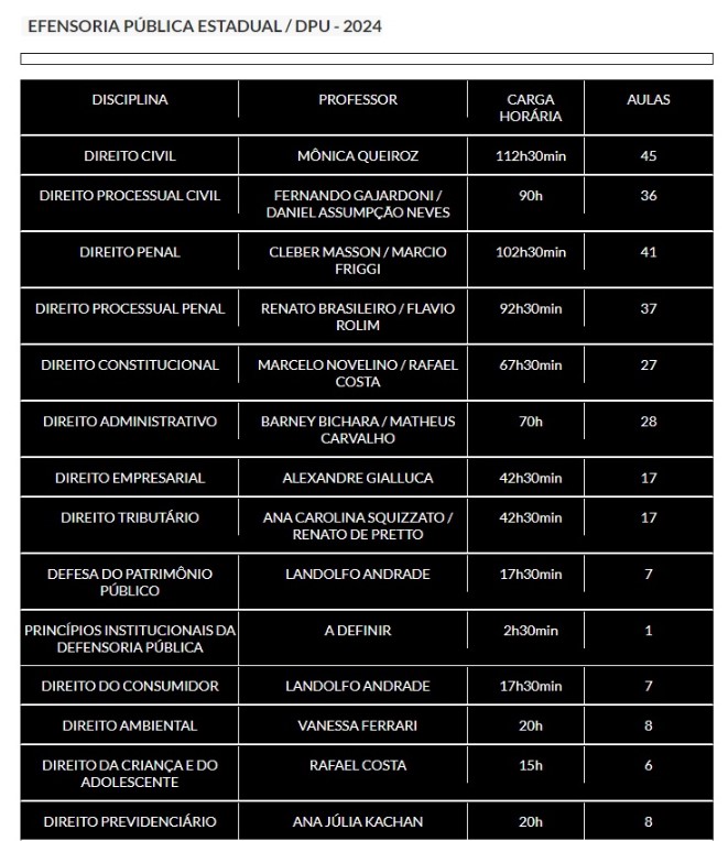 RATEIO DEFENSORIA PÚBLICA ESTADUAL, DPU G7 2024 (DPE + DPU)