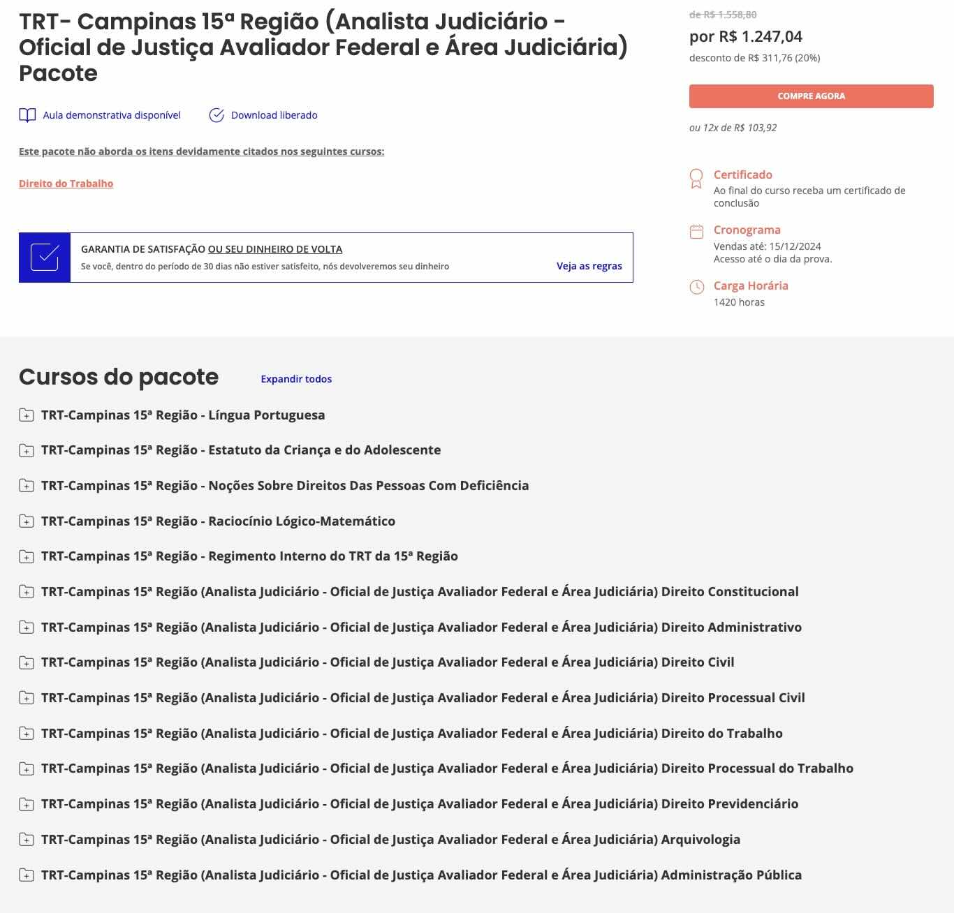 Rateio TRT CAMPINAS 15 Analista Judiciário Oficial de Justiça Avaliador Federal e Área Judiciária Estratégia 2024