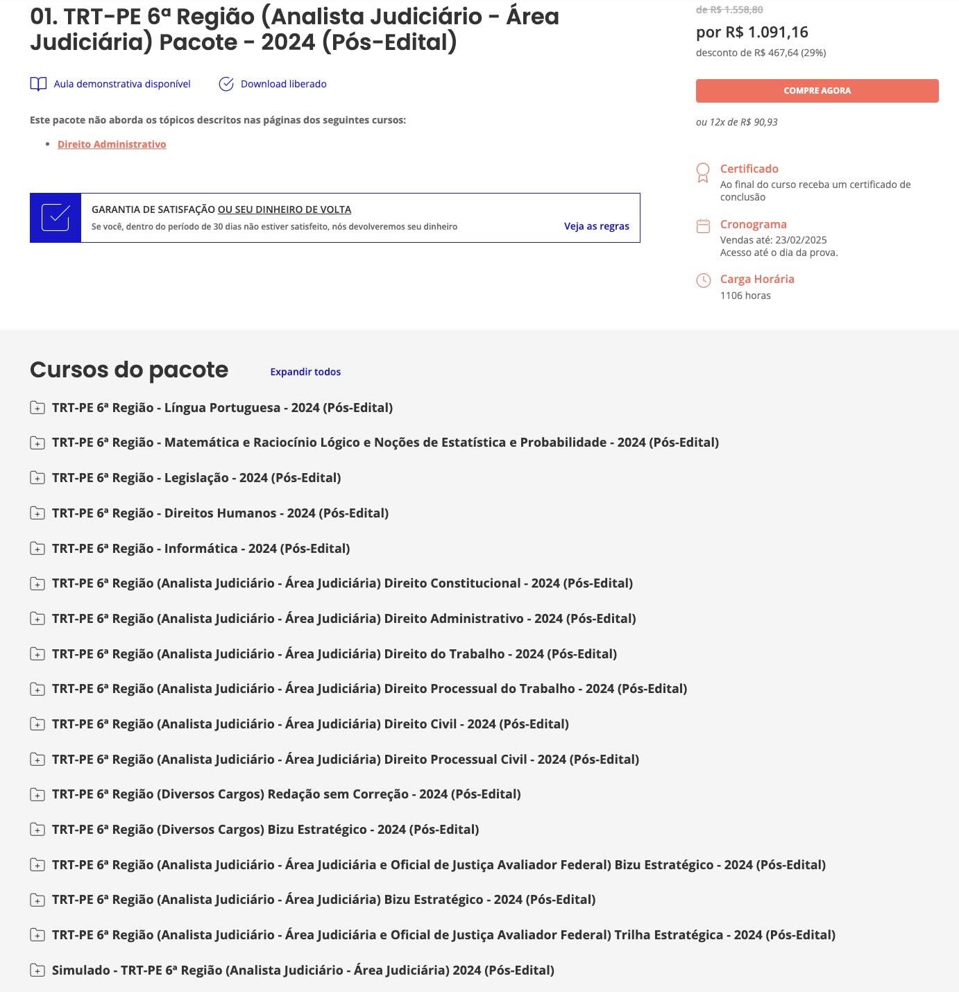 Rateio TRT PE 6 Analista Judiciário Área Judiciária Pós Edital Estratégia 2024