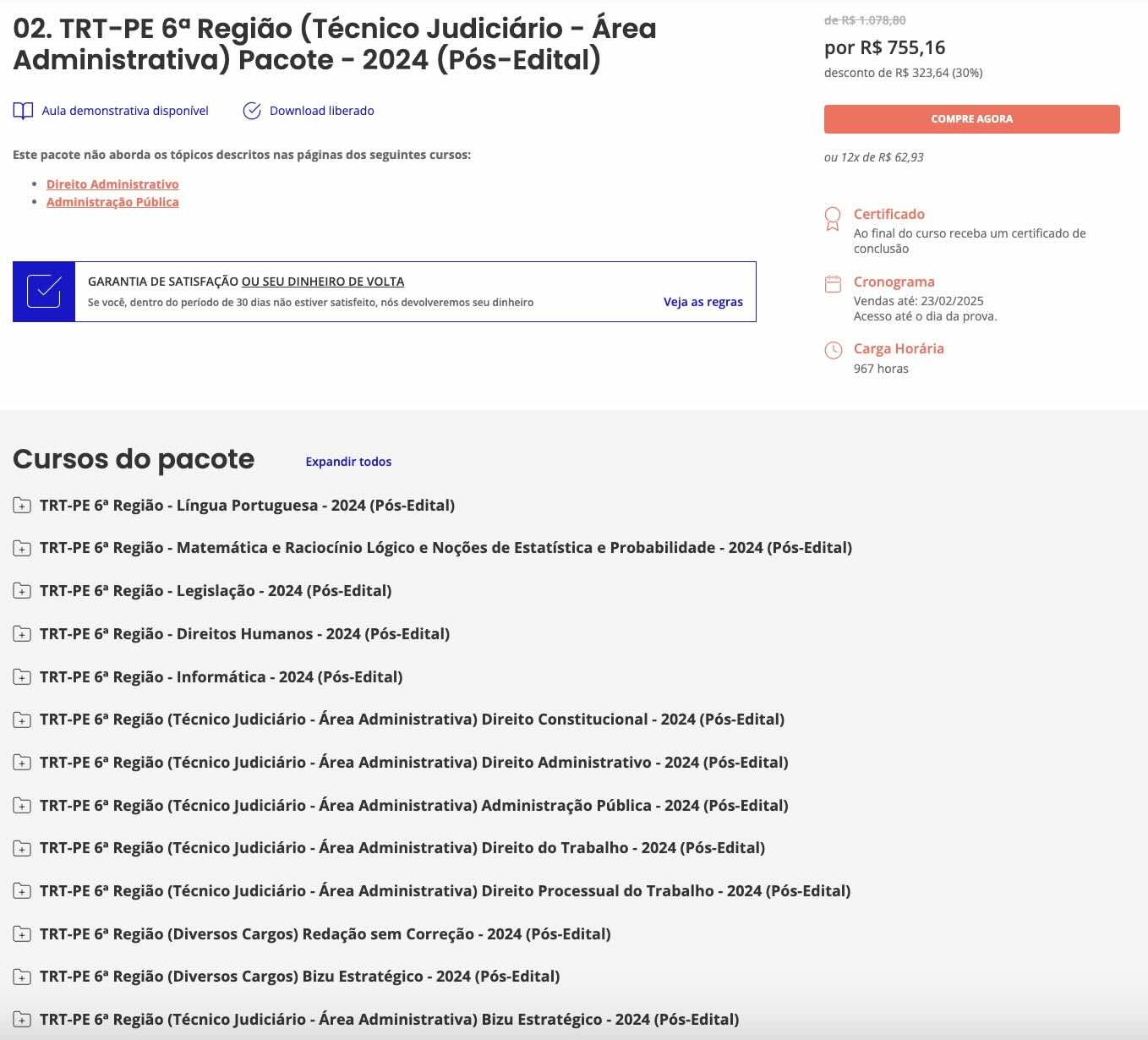 Rateio TRT PE 6 Técnico Judiciário Área Administrativa Pós Edital Estratégia 2024